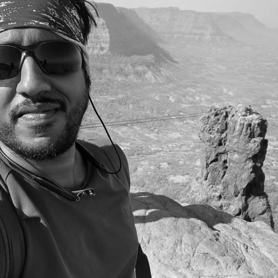 Selfie at mountain overlook