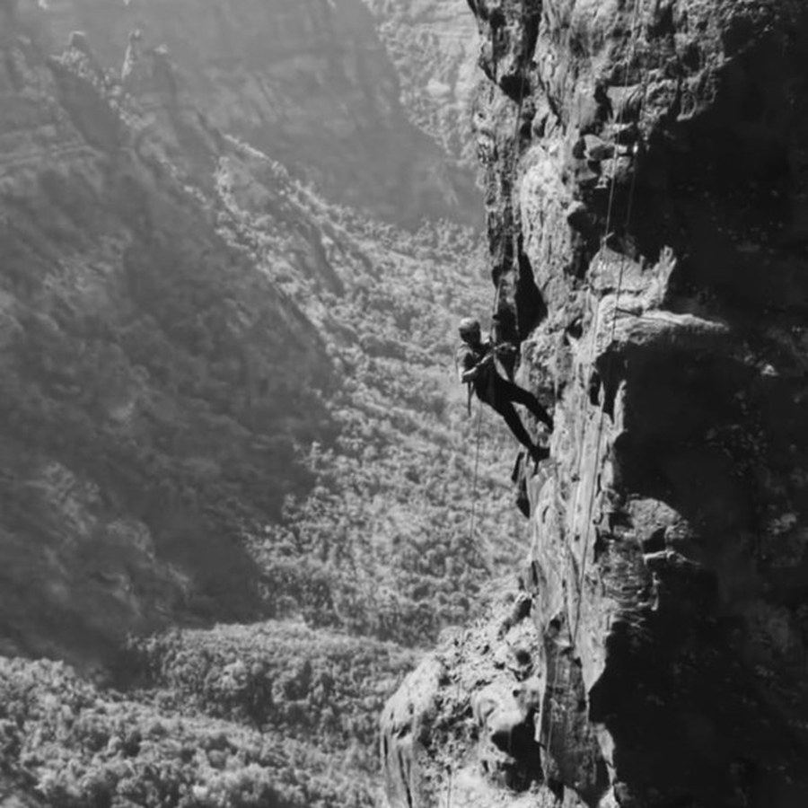Rock climbing on a cliff face