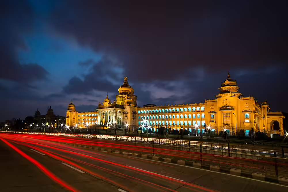 Vidhana Soudha lit up at night