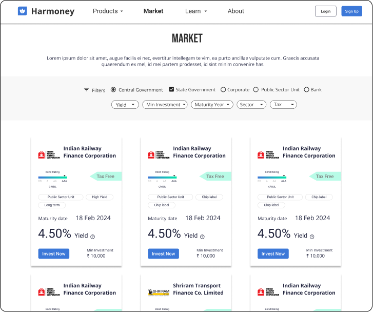 Early Harmoney website for bond search